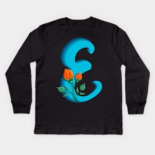 Three dimensional capital letter E rose monogram Kids Long Sleeve T-Shirt